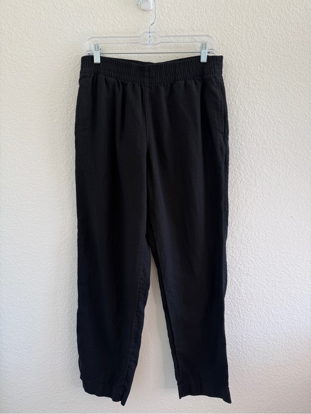 Old Navy Black Elastic-Waist Linen Pants Medium Tall